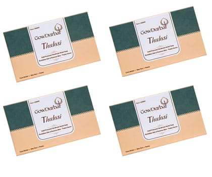 GOW DURBAR THULASI COLD PRESSED HANDMADE HERBAL SOAP pack of 4 (Each 80g)