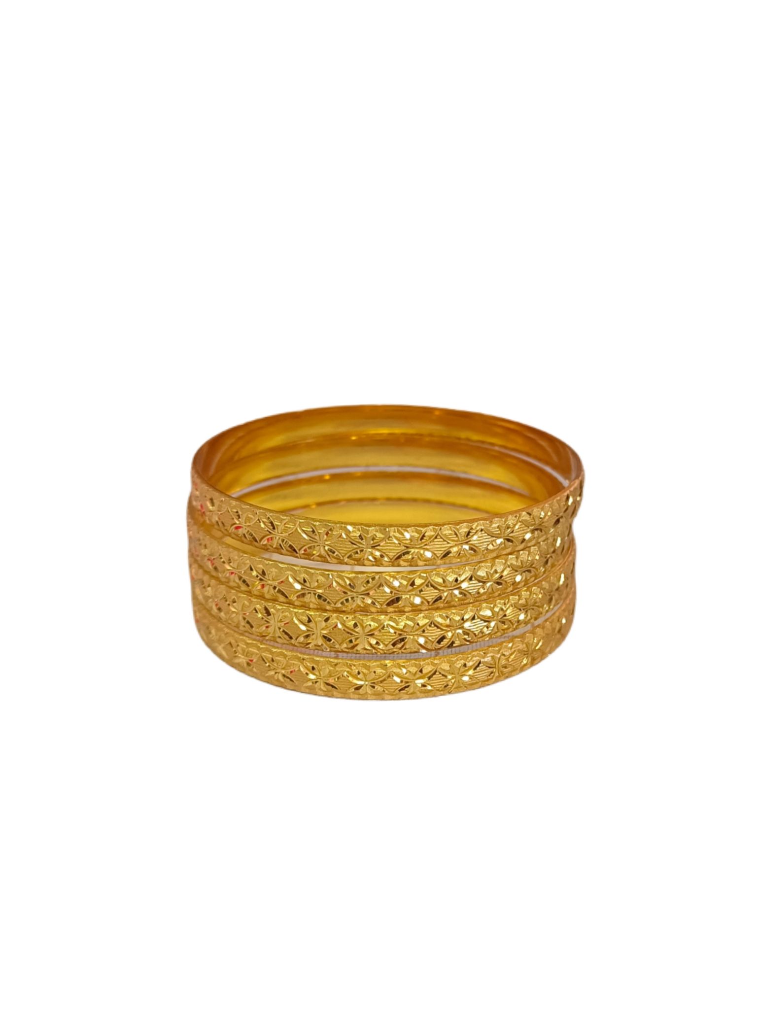 Gold Plated Bangles Set of 4 with Floral Design Size 2-8