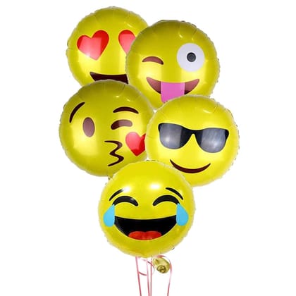 Emoji Foil Balloons For Decoration - Set of 5pcs