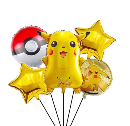 Pokemon Theme Foil Balloon for Birthday Decoration (Pack of 5Pcs)