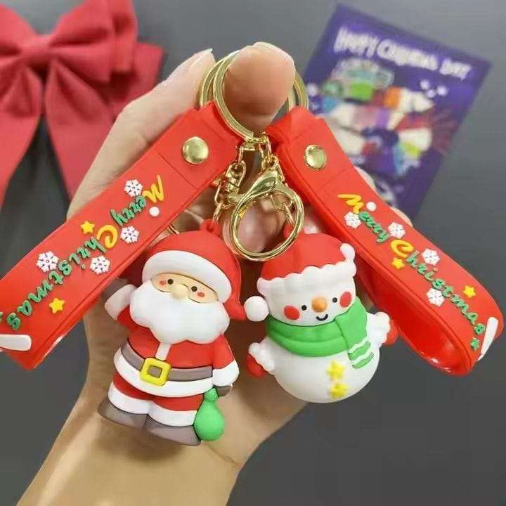 Merry Christmas Santa & Snowman keychain - Set of 2