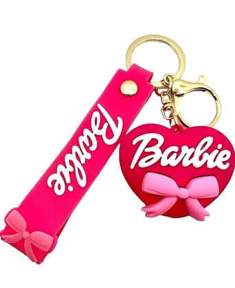 Pink Heart Barbie Silicon Keychain