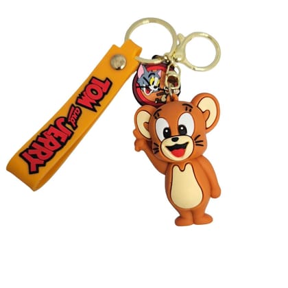 Jerry Cute Silicon 3D Keychain with Strap Charm & Metal Hook