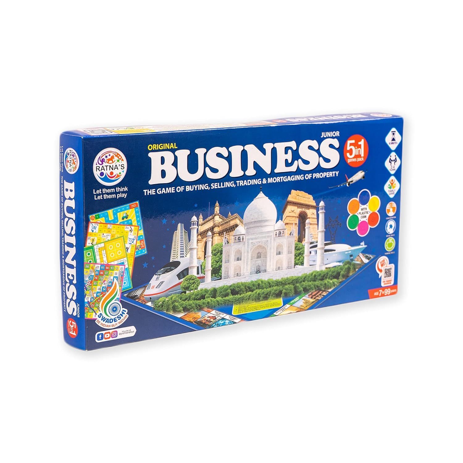 Business India Board Game 5 in 1 Board Game with Other Games