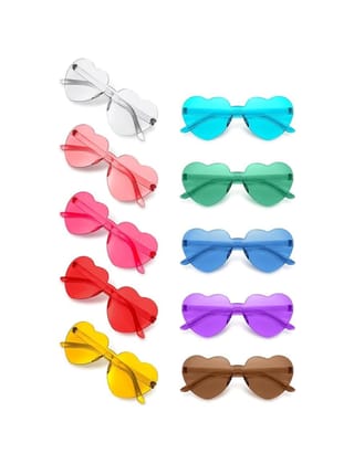 Heart Shaped Rimless Sunglasses for Women Colored Party