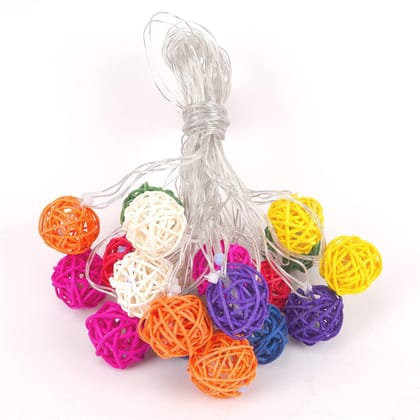 Multicolor Rattan Balls for Indoor & Outdoor Decoration (Pack of 10)