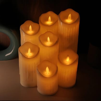 Dripping Ivory - LED Moving Flame Pillar Candle