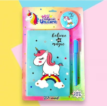 Unicorn Theme Diary for Kids Notebook for Girls with Stationery Pencil