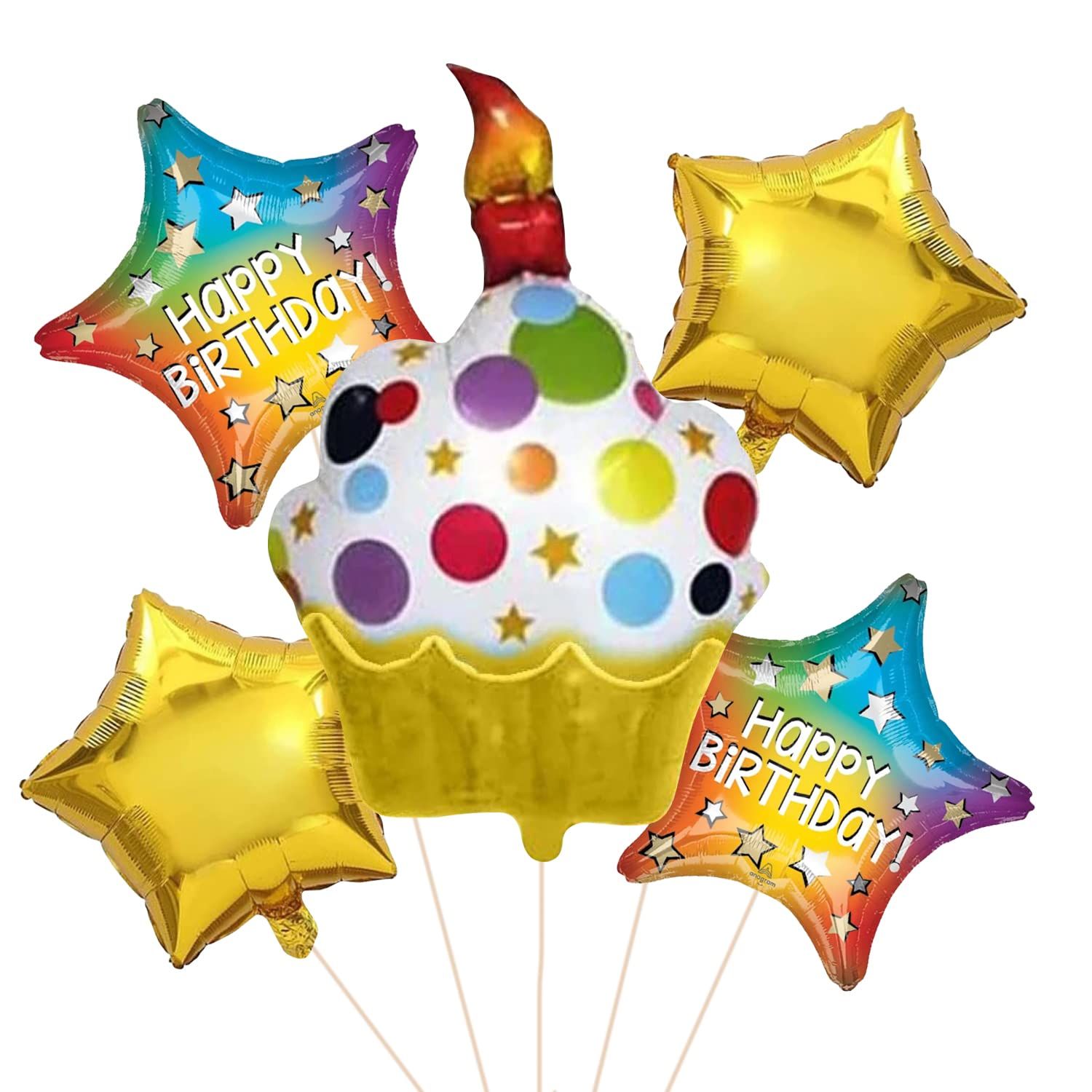 Muffin Happy Birthday Foil Balloons | Happy Birthday Decoration Kit - Pack Of 5 Pcs