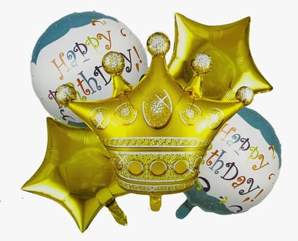 King Crown Balloon Theme Birthday Foil Balloon  Pack of 5 Pcs