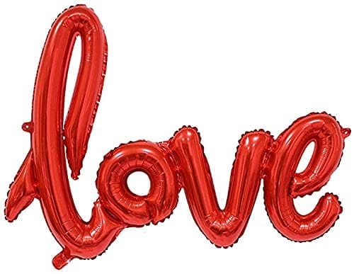 Red Love Cursive Foil Balloon Banner