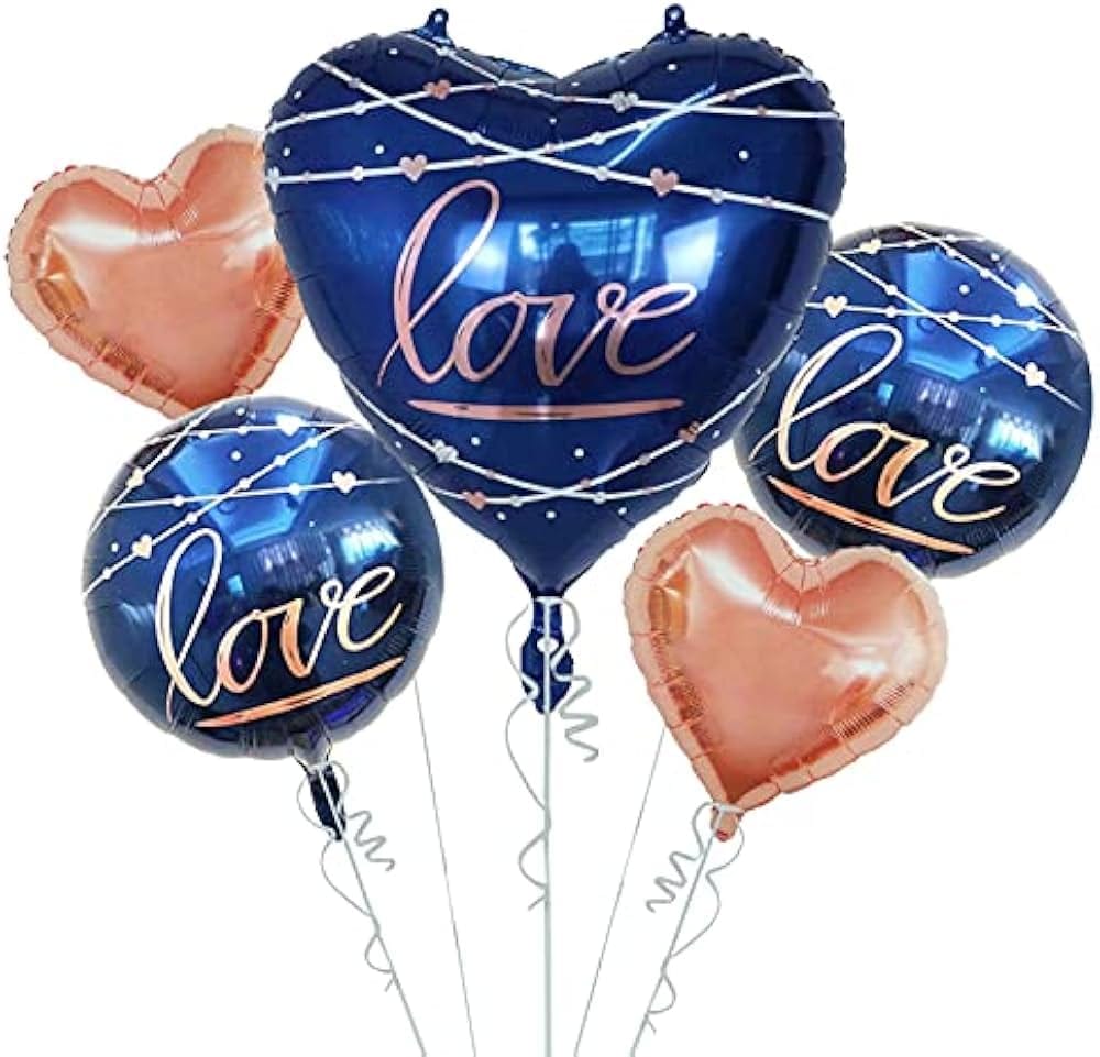 Love Foil Balloon Set Of 5 Pcs Anniversary Balloons