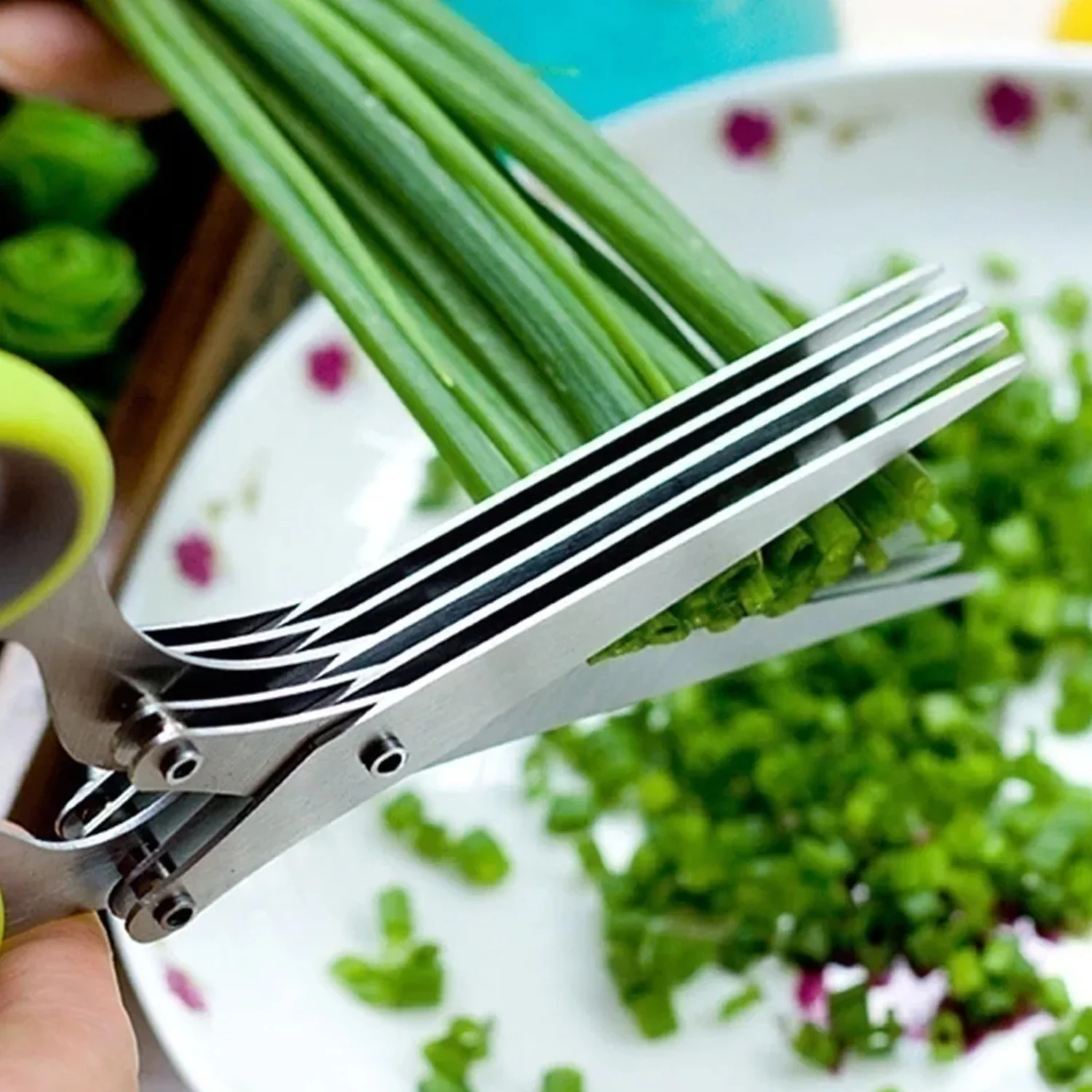 URBAN CREW Multifunction Vegetable Stainless Steel Herbs Scissor With 5 Blades (1 Pc)