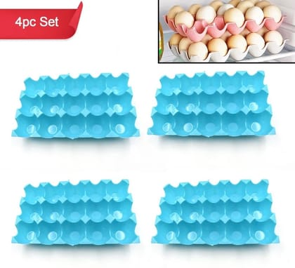 URBAN CREW 15 Cavity Plastic Egg Tray Egg Trays for Storage with 15 Eggs Holder (4 Pc Set)