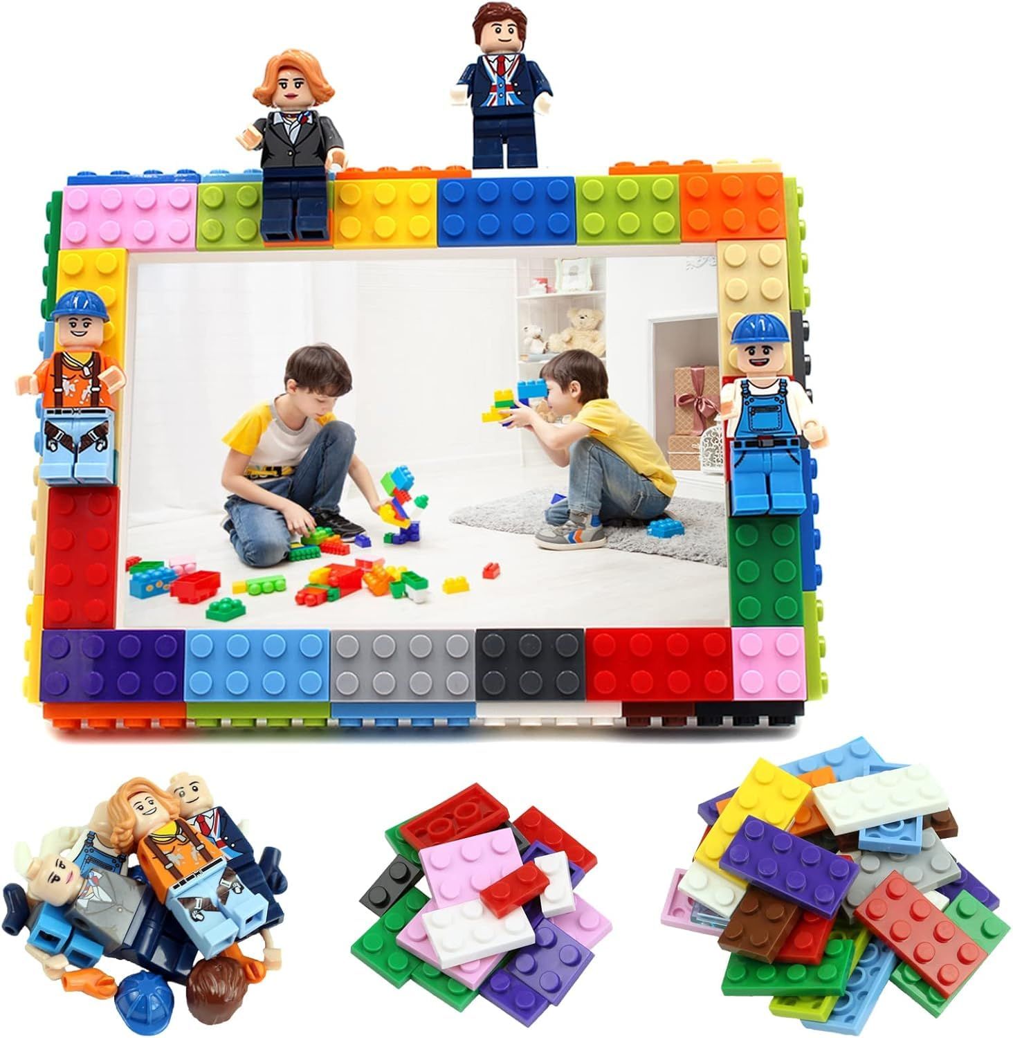 Building Blocks Theme Photo Frame with Figures and Blocks