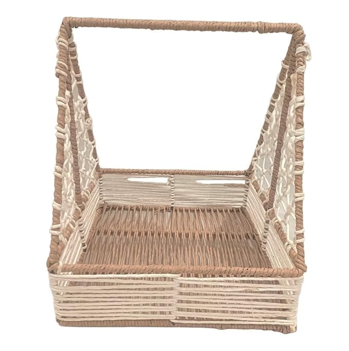 Square Paper Rope Basket With Strong Metal Frame | Hamper Baskets For Gifting | Decorative Baskets And Vegetables