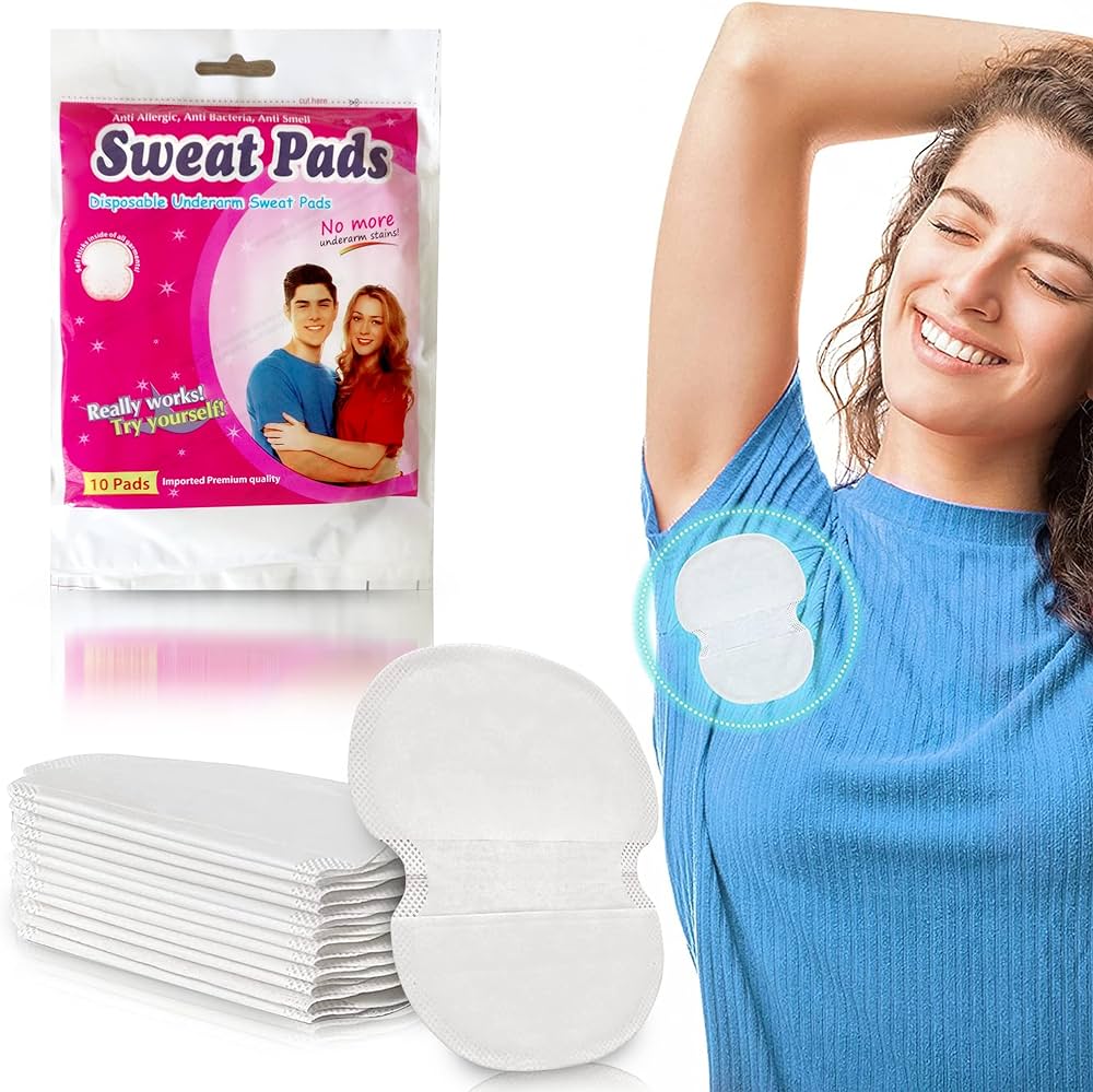 Sweat Pads Highly Absorbent Sweat Pads Cotton Anti-Allergic, Anti-Bacteria, Anti-Smell Disposable Underarm Sweat Pads For Women Blouse Underarm - 10 Pads