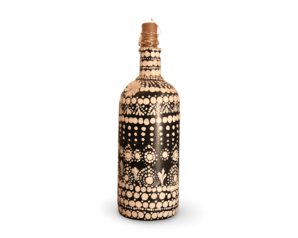 Black and white hand painted decorative bottle