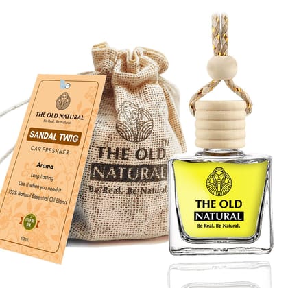 The Old Natural Car Air Freshener with Essential Oils Fragrance in Glass bottle with Wooden Diffuser Lid | Sandal Twig