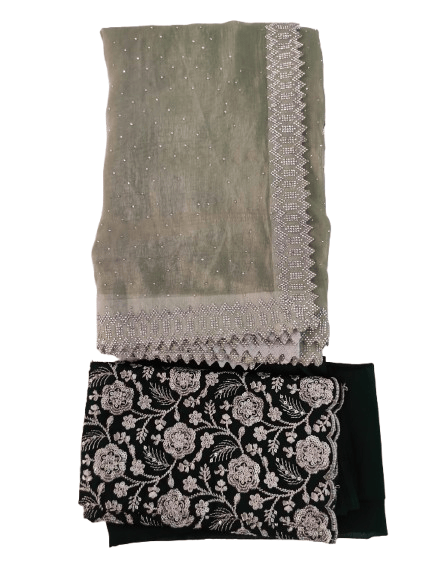  Green Georgette Embroidered Party Wear Palazzo Suit With Dupatta