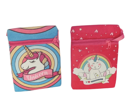 Unicorn Printed Canvas Fabric Zipper Coin Purse Wallet for Girls