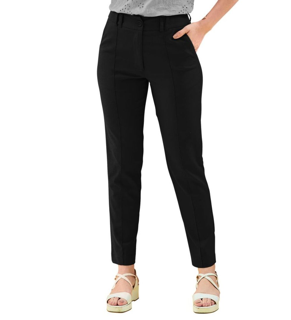 Women's Polyester Solid With Pocket Pant (Black) PID56713