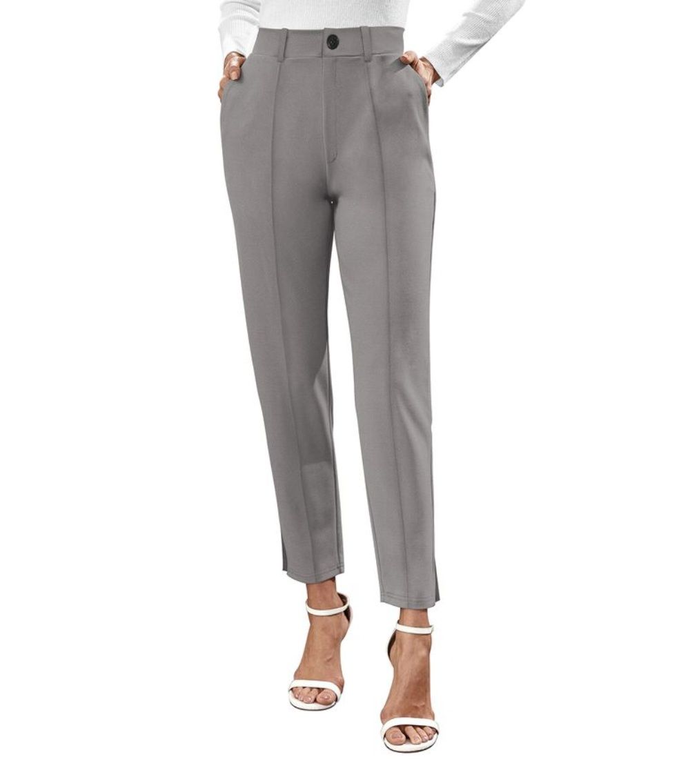 Women's Polyester Solid With Pocket Pant (Grey) PID56717