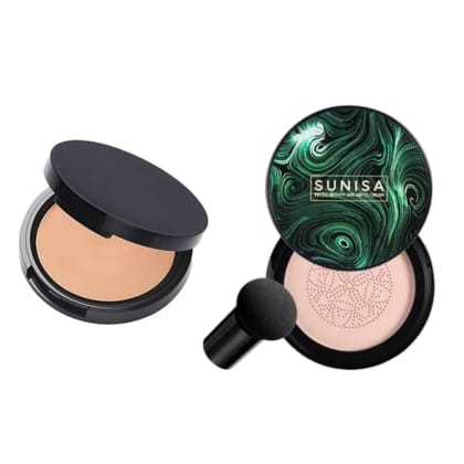 Warm Sand Matte Finish Compact Powder For All Skin Types Absorbs Oil, Conceals & Gives Radiant Skin With Sunisa 3 in 1 Air Cushion CC cream Waterproof foundation Cream