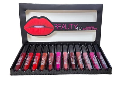 Beauty4U Long-Lasting Matte Liquid Lip Gloss Set of 12 pcs