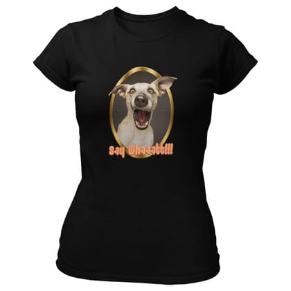 EqualLife Pure Cotton Bio-Washed T-Shirt Chest Printed-Slogan Funny Dog-Say What-Design-10-by ZingerTees-Women-EL9120461-F