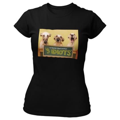 EqualLife Pure Cotton Bio-Washed T-Shirt Chest Printed-Slogan Funny Dog-3 Idiots-Design-12-by ZingerTees-Women-EL9120463-F