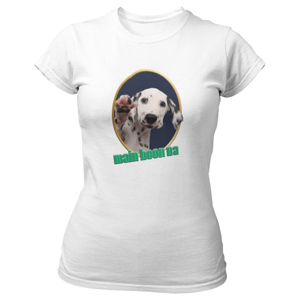 EqualLife Pure Cotton Bio-Washed T-Shirt Chest Printed-Slogan Funny Dog-Main Hoon Na-Design-17-by ZingerTees-Women-EL9120468-F