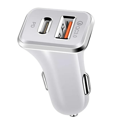 SVAPI Power Drive 2 Elite 30W Dual Port Car Charger with PowerIQ 2.0 and USB-C to Lightning Cable (Orange, 3ft)