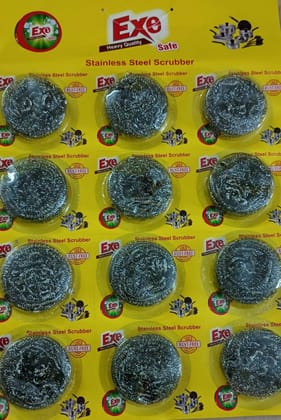  Exe Heavy Quality Safe Stainless Steel Scrubber - 12 Pack