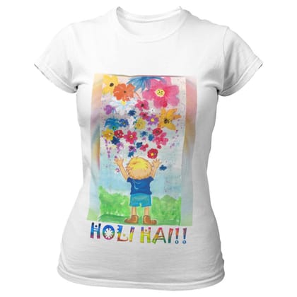 EqualLife Super Dry-fit Printed Jersey T-Shirt - Holi Celebration Series - Child Playing Holi Design-by ZingerTees-Women-EL9120301-F