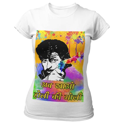 EqualLife Super Dry-fit Printed Jersey T-Shirt - Holi Celebration Series - Gabbar Singh Playing Holi Design-by ZingerTees-Women-EL9120304-F