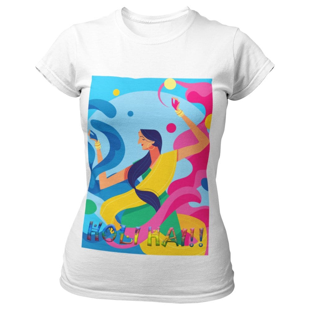 EqualLife Super Dry-fit Printed Jersey T-Shirt - Holi Celebration Series - Woman Playing Holi Design-by ZingerTees-Women-EL9120305-F