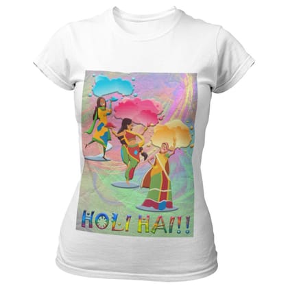 EqualLife Super Dry-fit Printed Jersey T-Shirt - Holi Celebration Series - Three Women Playing Holi Design-by ZingerTees-Women-EL9120306-F