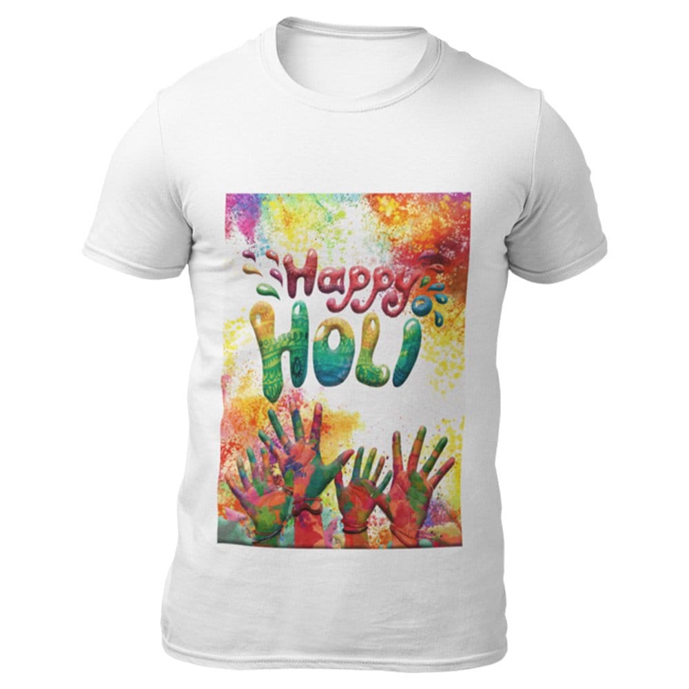 EqualLife Super Dry-fit Printed Jersey T-Shirt - Holi Celebration Series - Happy Holi All Hand Up Design-by ZingerTees-Men-EL9120307-M