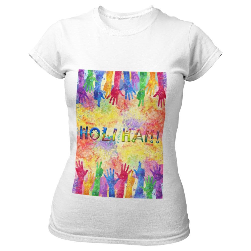 EqualLife Super Dry-fit Printed Jersey T-Shirt - Holi Celebration Series - Holi Hai All Hand In Design-by ZingerTees-Women-EL9120310-F