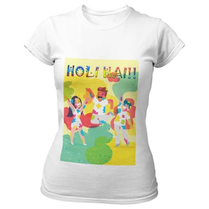 EqualLife Super Dry-fit Printed Jersey T-Shirt - Holi Celebration Series - Holi Hai Everyone Playing Holi Design-by ZingerTees-Women-EL9120311-F