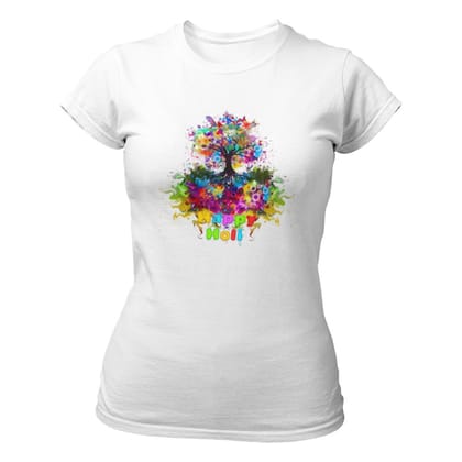 EqualLife Super Dry-fit Printed Jersey T-Shirt - Holi Design - 15 - Tree Of Color-by ZingerTees-Women-EL9120513-F