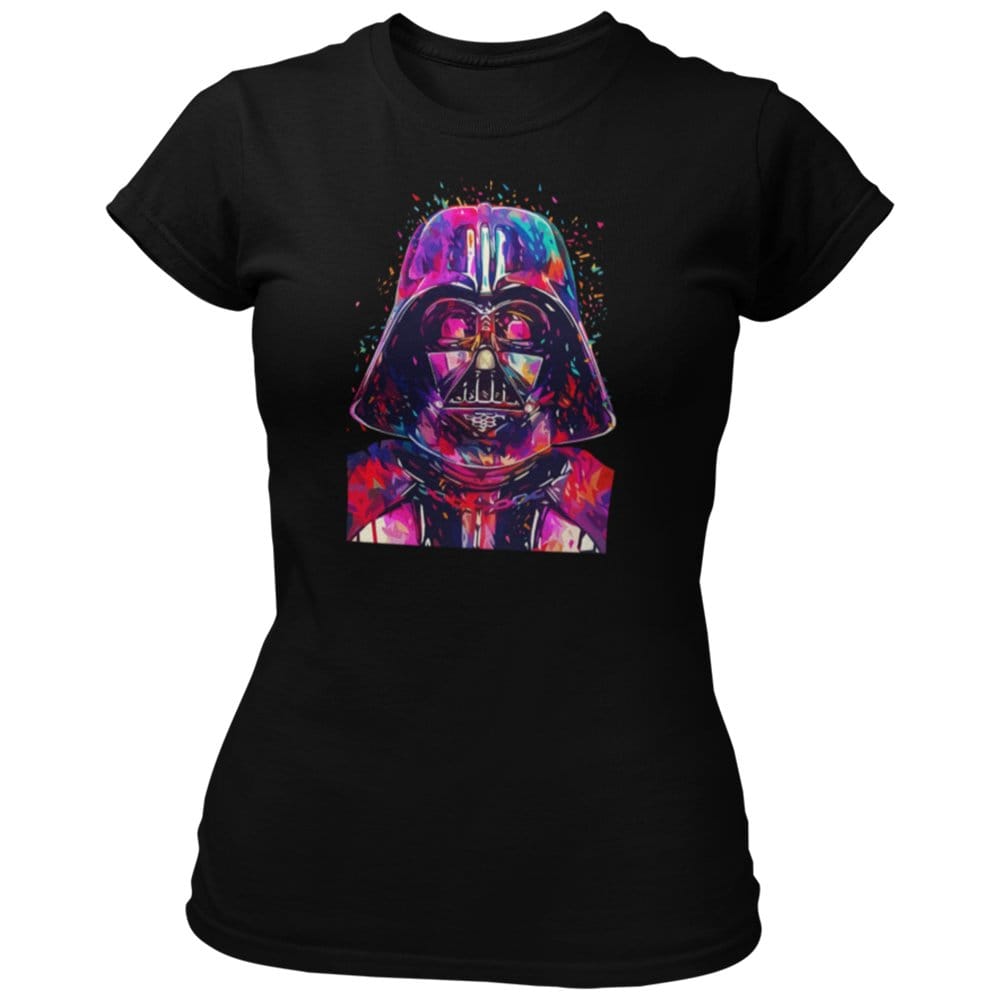 EqualLife Pure Cotton Bio-Washed Chest Printed T-Shirt - Sifi Series - Colorful Darth Vadar Design 1 - by ZingerTees-Women-EL9120558-F