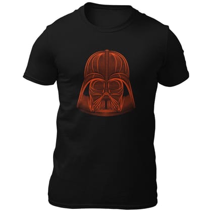 EqualLife Pure Cotton Bio-Washed Chest Printed T-Shirt - Sifi Series - Darth Vadar Line Art Design 2 - by ZingerTees-Men-EL9120559-M