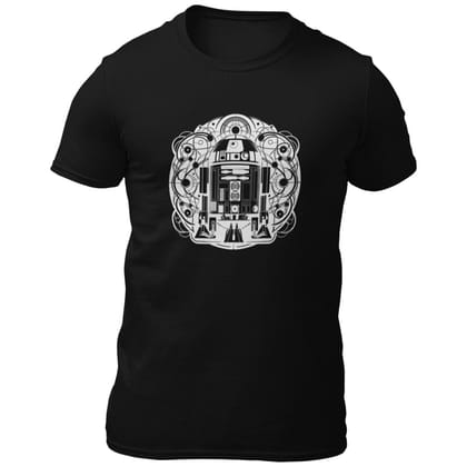 EqualLife Pure Cotton Bio-Washed Chest Printed T-Shirt - Sifi Series - R2D2 Design 2 - by ZingerTees-Men-EL9120563-M