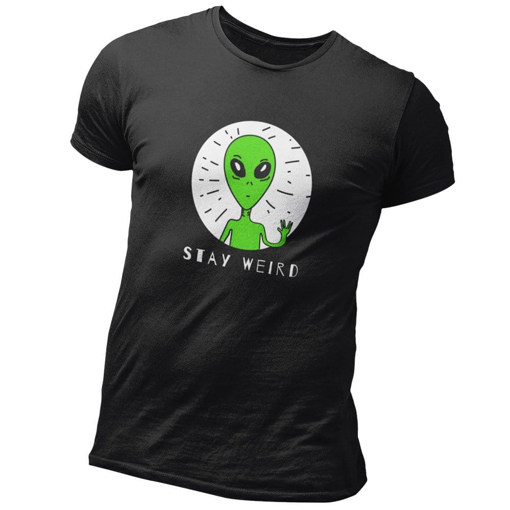 EqualLife Pure Cotton Bio-Washed T-Shirt Chest Printed-Funny Alien Message 1 - Stay Weird Design -by ZingerTees-Women-EL9120126-F