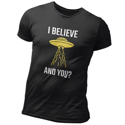 EqualLife Pure Cotton Bio-Washed T-Shirt Chest Printed-Funny Alien Message 3 - I Believe and You? Design-by ZingerTees-Women-EL9120128-F