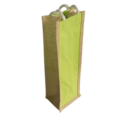 Eco-Friendly Jute Wine Bottle Bag with Cotton Lining and Drawstring Closure