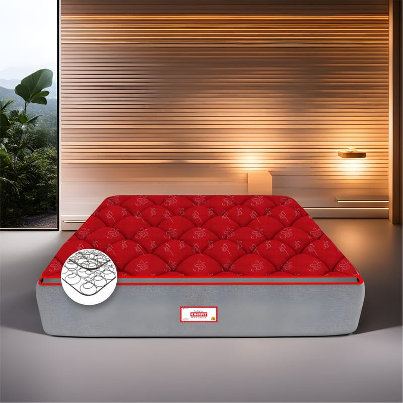 COIRFIT LUXURINO Pillow Top with ISPT Tech. 6 inch Single Bonnell Spring Mattress (L x W. 72 inch x 30 inch)