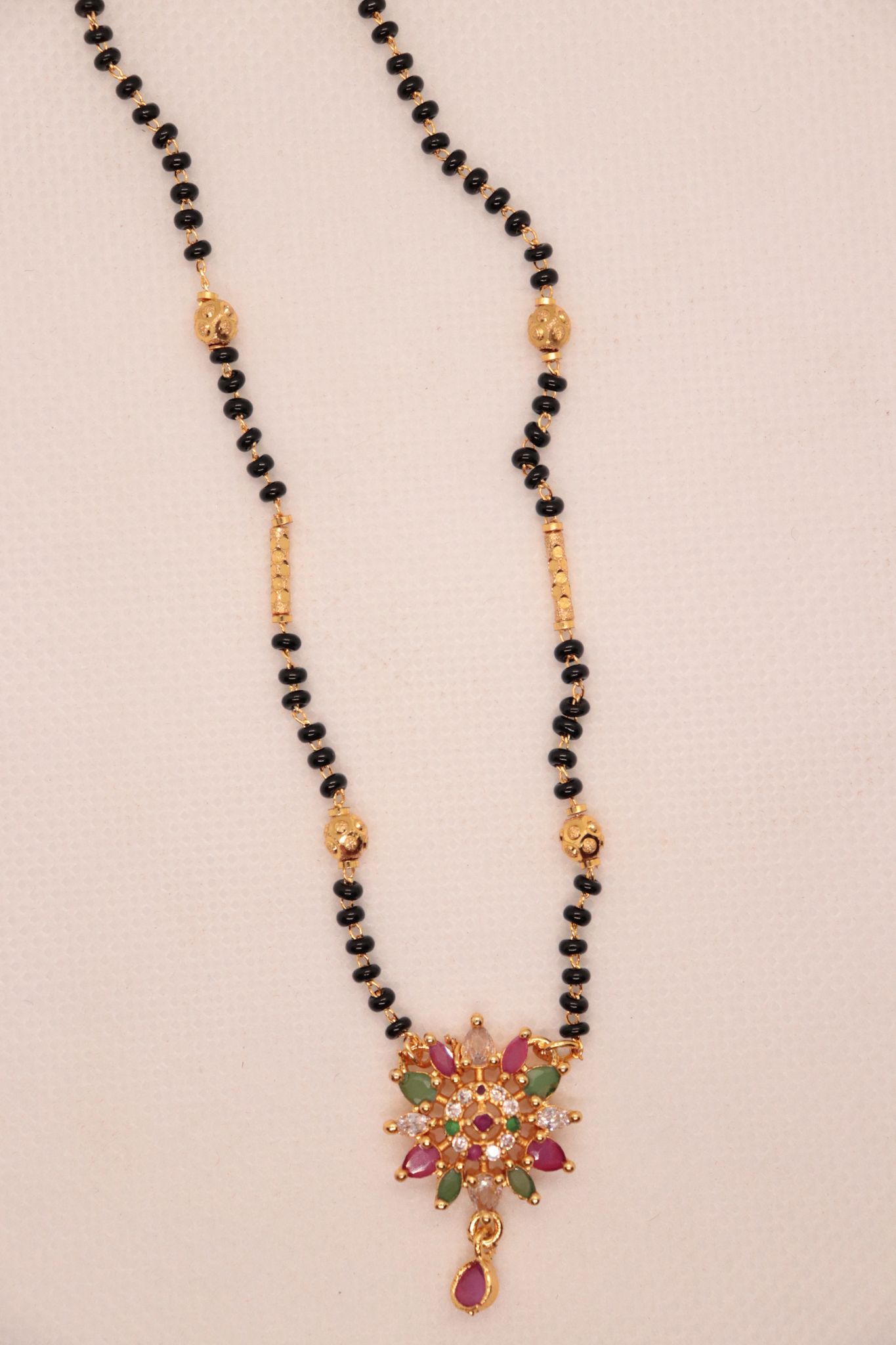  Black Beads Mangalsutra with Gold Pendant for Women